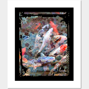 Japan Koi Fish Pond Collage Art 88 Posters and Art